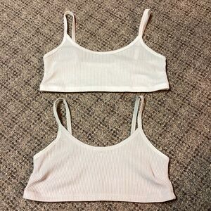 White & Light Gray Ribbed Crop Layering Top Camisole * Size Small